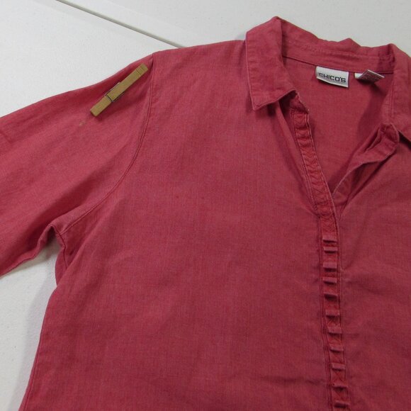 Chico's Stonewashed Red 100% Linen 3/4 Sleeve Tunic Top Size 2 (XL) - Picture 11 of 16